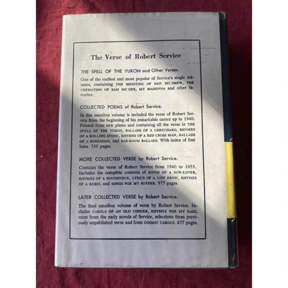 Collected Poems Of Robert Service‎ copyright 1940 hardback with dust cover VGT